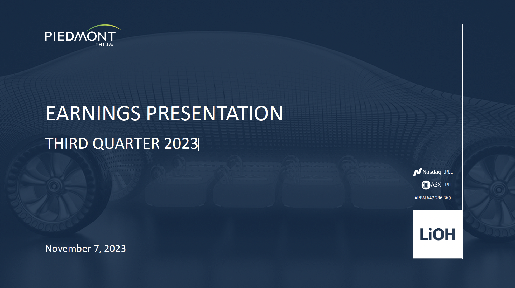 image of cover page for Q3 2023 Earnings Presentation